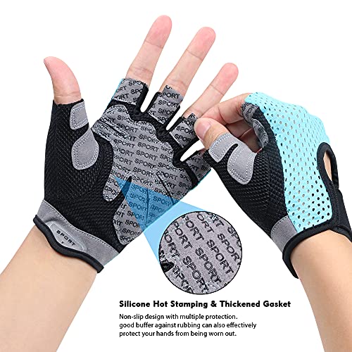 flintronic Guantes de Fitness, 1 Par Guantes de Gimnasio, para Entrenamiento Cruzado, Levantamiento de Pesas, para Hombres y Mujeres, Levantamiento de Pesas / Ajuste Cruzado etc（Azul-L）