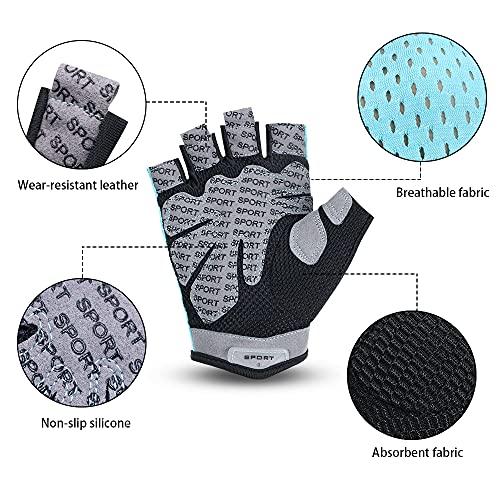 flintronic Guantes de Fitness, 1 Par Guantes de Gimnasio, para Entrenamiento Cruzado, Levantamiento de Pesas, para Hombres y Mujeres, Levantamiento de Pesas / Ajuste Cruzado etc（Azul-L）