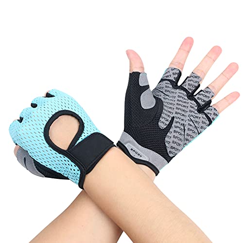 flintronic Guantes de Fitness, 1 Par Guantes de Gimnasio, para Entrenamiento Cruzado, Levantamiento de Pesas, para Hombres y Mujeres, Levantamiento de Pesas / Ajuste Cruzado etc（Azul-L）