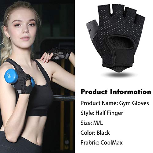 flintronic Guantes de Fitness, 1 Par Guantes Gimnasio de Medio Dedo, para Entrenamiento Cruzado, Levantamiento de Pesas, Fitness, Kettlebells, Guantes de Entrenamiento Hombres Mujeres - L