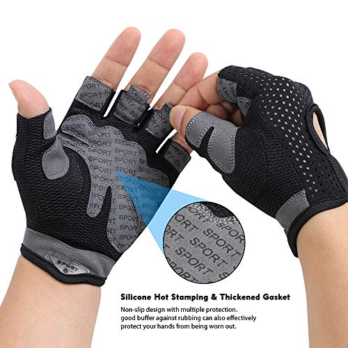 flintronic Guantes de Fitness, 1 Par Guantes Gimnasio de Medio Dedo, para Entrenamiento Cruzado, Levantamiento de Pesas, Fitness, Kettlebells, Guantes de Entrenamiento Hombres Mujeres - L