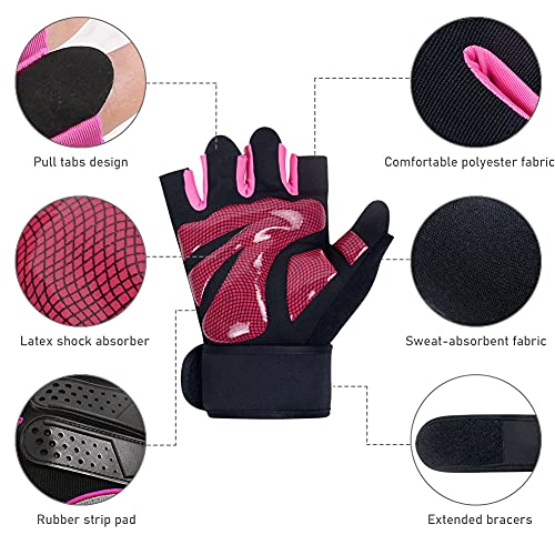 flintronic Guantes de Fitness,Guantes de Gimnasio con Colchón de Aire, Guantes Deportivos Transpirables de Silicona Antideslizantes para Hombres y Mujeres