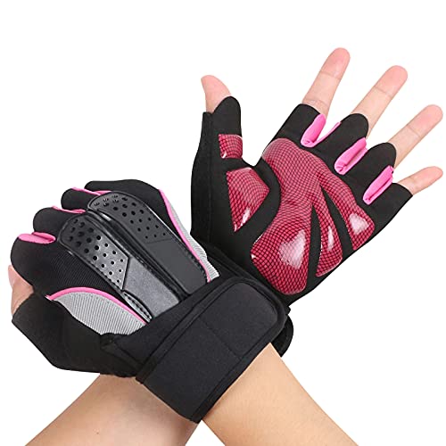 flintronic Guantes de Fitness,Guantes de Gimnasio con Colchón de Aire, Guantes Deportivos Transpirables de Silicona Antideslizantes para Hombres y Mujeres