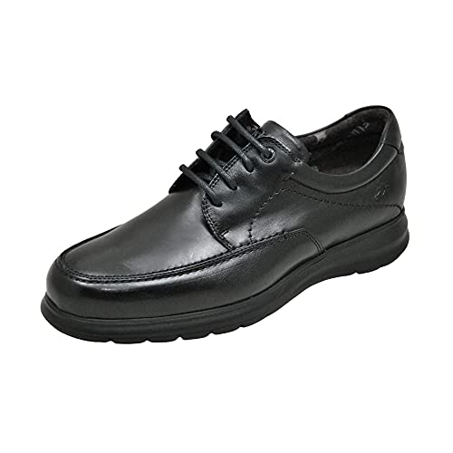 Fluchos | Zapato de Hombre | Zeta F0602 Soft Negro Zapato | Zapato de Piel de Vacuno de Primera Calidad | Cierre con Cordones | Piso Ligero de Goma EVA dotado de la tecnología Shock Absorber