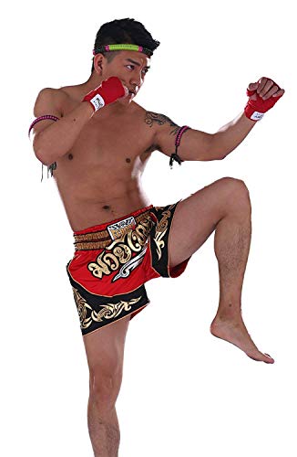 FLUORY Muay Thai Shorts, MMA Fight Shorts Ropa de Entrenamiento Jaula Lucha Grappling Artes Marciales Kickboxing Shorts Ropa