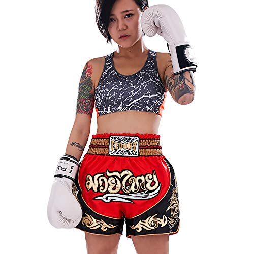 FLUORY Muay Thai Shorts, MMA Fight Shorts Ropa de Entrenamiento Jaula Lucha Grappling Artes Marciales Kickboxing Shorts Ropa