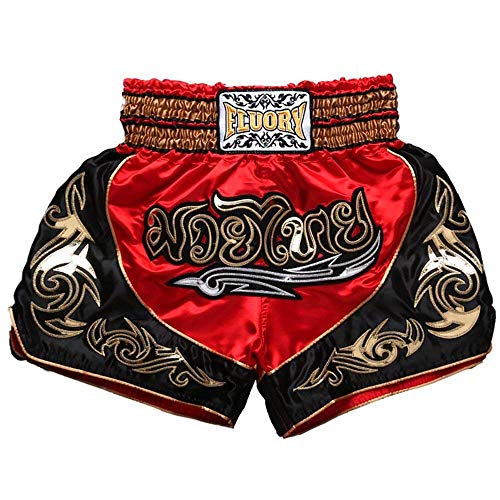 FLUORY Muay Thai Shorts, MMA Fight Shorts Ropa de Entrenamiento Jaula Lucha Grappling Artes Marciales Kickboxing Shorts Ropa