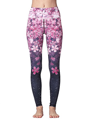 FLYILY Mallas Deportivas Mujer Pantalones impreso Leggings Deportes para Running Yoga Fitness Gym(2-Cherry,L)