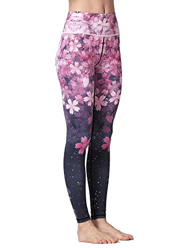 FLYILY Mallas Deportivas Mujer Pantalones impreso Leggings Deportes para Running Yoga Fitness Gym(2-Cherry,L)