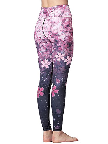 FLYILY Mallas Deportivas Mujer Pantalones impreso Leggings Deportes para Running Yoga Fitness Gym(2-Cherry,L)