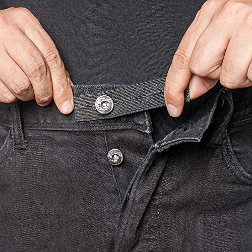 FLZONE Cómodos Extensores de Cintura Ajustables, Botones Elásticos Extensores para Traje Pantalón Falda Pantalones Vaqueros; （5 Paquetes negro）