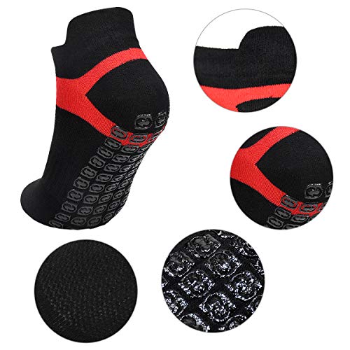 Fodlon Calcetines Yoga Antideslizantes, 4 Pares Calcetines de Deporte con Grips para Pilates, Ballet, Fitness, EU 35-40