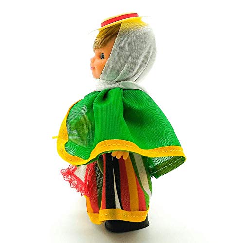 Folk Artesanía Muñeca Regional colección de 15 cm con Vestido típico Tinerfeña Tenerife Islas Canarias España.