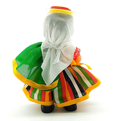 Folk Artesanía Muñeca Regional colección de 15 cm con Vestido típico Tinerfeña Tenerife Islas Canarias España.