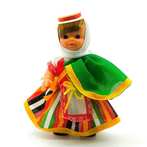 Folk Artesanía Muñeca Regional colección de 15 cm con Vestido típico Tinerfeña Tenerife Islas Canarias España.