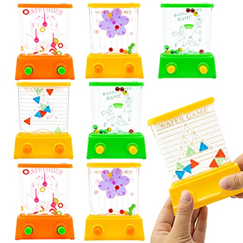 FORMIZON Juego de Agua de Mano, 8 Pieza Juguete Arcade de Agua, Mini Juego de Anillo de Agua Lanzamiento de Anillo, Regalos para Cumpleaños de Niños, Sin Agua