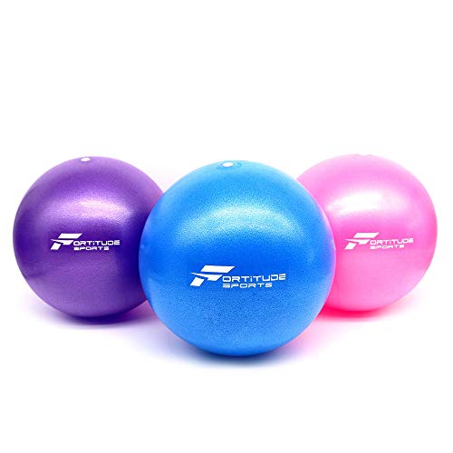 Fortitude Sports Balón de Yoga 25cm | Mini Gym Ball para Pilates, Yoga, Fitness, Estabilidad y Terapia Física | Mini Pelota de Pilates con Paja de inflacion (Azul)