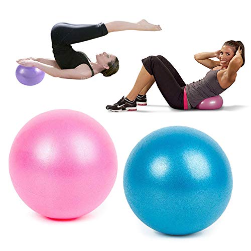 Fortitude Sports Balón de Yoga 25cm | Mini Gym Ball para Pilates, Yoga, Fitness, Estabilidad y Terapia Física | Mini Pelota de Pilates con Paja de inflacion (Azul)