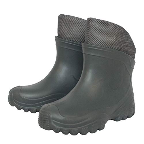 FortMen Botas de goma EVA, ligeras, para jardín, tallas 40 – 46, con interior cálido y extraíble, Unisex adulto, verde oliva, 43 EU