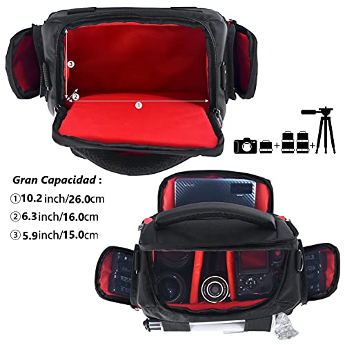 FOSOTO Funda Bolsa Cámara Réflex Digital DSLR SLR Protectora Estuche con Cubierta de Lluvia para Canon EOS 2000D 80D 350D 750D Nikon D3300 D3400 D5600 Sony Alpha A350 A900 Panasonic FZ28 FZ38 Fujifilm