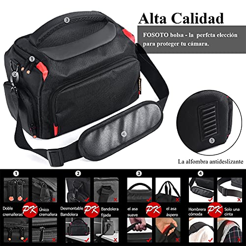 FOSOTO Funda Bolsa Cámara Réflex Digital DSLR SLR Protectora Estuche con Cubierta de Lluvia para Canon EOS 2000D 80D 350D 750D Nikon D3300 D3400 D5600 Sony Alpha A350 A900 Panasonic FZ28 FZ38 Fujifilm