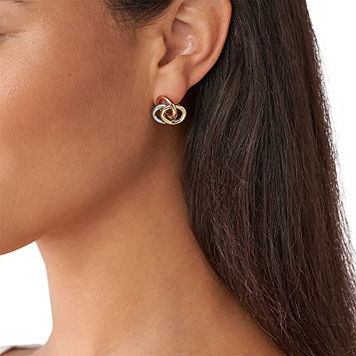 Fossil Joyas para Mujer, Pendientes Circulares de Tres Tonos