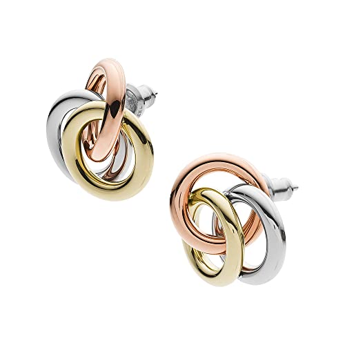 Fossil Joyas para Mujer, Pendientes Circulares de Tres Tonos