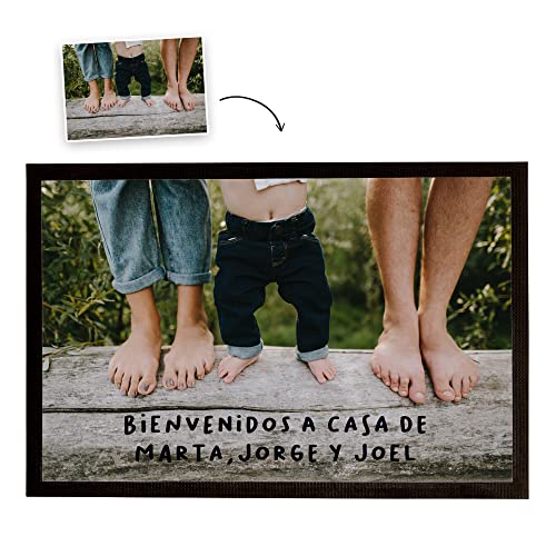 Fotoprix Felpudo Personalizado con Foto y Texto | Tamaño: 40x60 cms | Felpudo con Frases Originales y Divertidas | Felpudo para Perros y Gatos | Felpudo Entrada a casa con Base de Goma Antideslizante