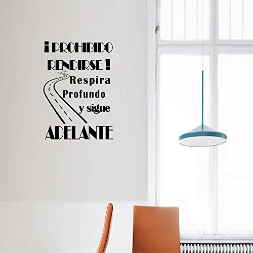 Frase Vinilo"Prohibido Rendirse." Vinilos decorativos vinilo frases motivadoras para pared. Vinilo para decorar habitaciones. Vinilos decorativos frases .Vinilos pared frases DC-16129 (30x20cm)