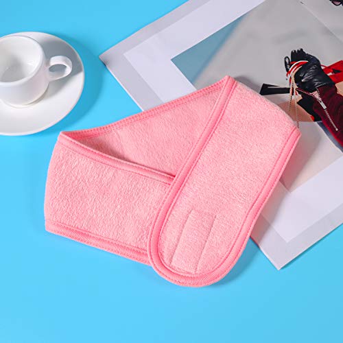 Frcolor 3Pcs Spa Facial Diadema Maquillaje Baño Deporte Envoltura para la cabeza Terry Cloth Diadema Estiramiento Toalla con cinta mágica para lavarse la cara (Blanco, Negro, Rosa)