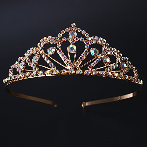 FRCOLOR Piedras del Strass Tiara Corona Cristal de chispa Colorido Peine Diamante Princesa Tiara Casco nupcial Boda Tiara nupcial