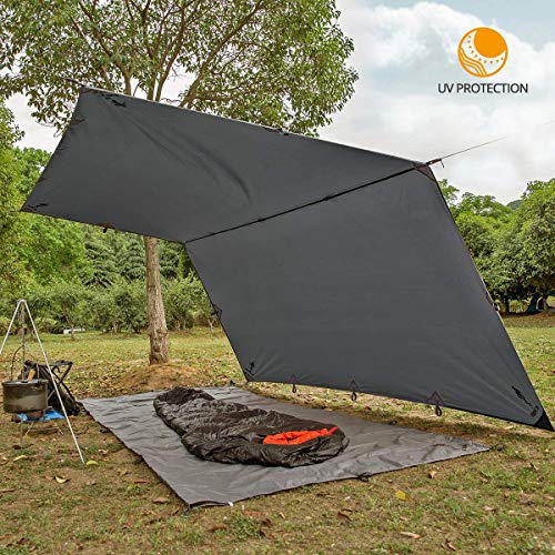 FREE SOLDIER Toldo de Acampada y Deportes al Aire Libre Impermeable Portable Multifuncional para Viajar Tienda de campaña Toldo Refugio Parasol Toldo (Gris, con Las uñas)