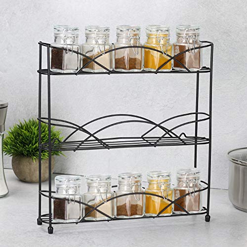 Free Standing 3 Tier Herb & Spice Rack | Non-slip Universal Design| M&W Black New