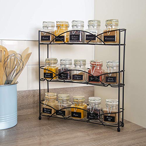 Free Standing 3 Tier Herb & Spice Rack | Non-slip Universal Design| M&W Black New