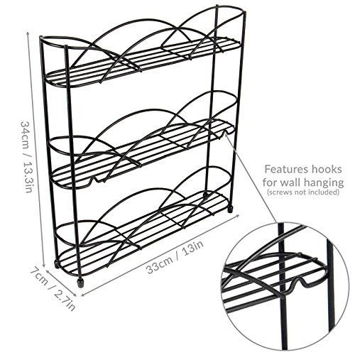 Free Standing 3 Tier Herb & Spice Rack | Non-slip Universal Design| M&W Black New