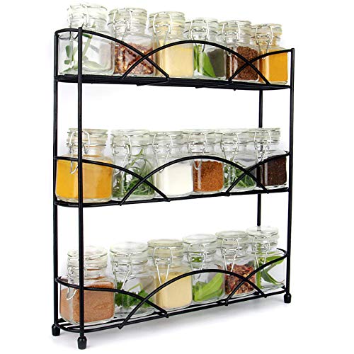 Free Standing 3 Tier Herb & Spice Rack | Non-slip Universal Design| M&W Black New