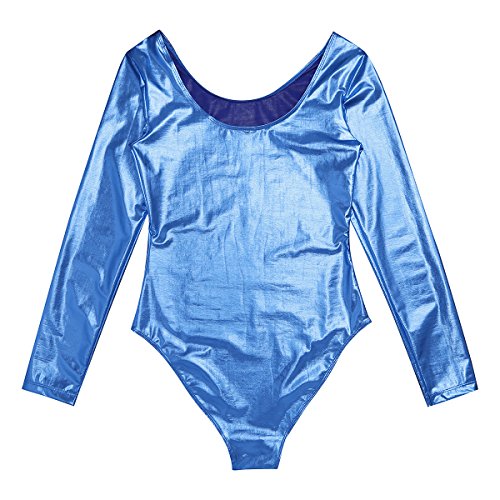 Freebily Body Maillot Clásico de Danza Ballet Gimnasia para Mujer Chica Charol Estirable Invierno Otoño Azul XL