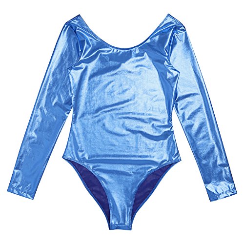 Freebily Body Maillot Clásico de Danza Ballet Gimnasia para Mujer Chica Charol Estirable Invierno Otoño Azul XL