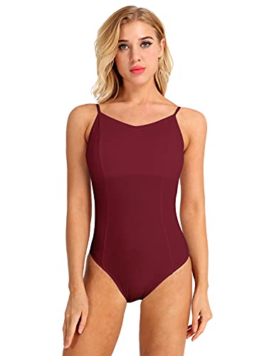 Freebily Maillot Ballet para Mujer Maillot Clásico de Danza Ballet Gimnasia Maillot Leotardo Bailarina Body Algodón Maillot Yoga Fitness Chica Mujer Vino M