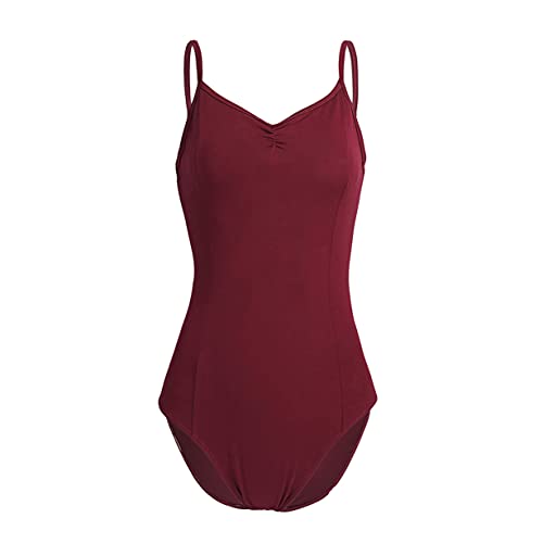 Freebily Maillot Ballet para Mujer Maillot Clásico de Danza Ballet Gimnasia Maillot Leotardo Bailarina Body Algodón Maillot Yoga Fitness Chica Mujer Vino M