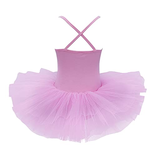 Freebily Vestido Lentejuelas de Danza Ballet para Niña Vestido Princesa Sin Mangas de Pantinaje Artistico Disfraz de Bailarina Maillot Tutú de Ballet Fiesta Rosa A 5-6 años