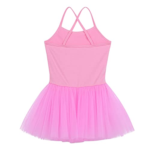 Freebily Vestido Lentejuelas de Danza Ballet para Niña Vestido Princesa Sin Mangas de Pantinaje Artistico Disfraz de Bailarina Maillot Tutú de Ballet Fiesta Rosa A 5-6 años