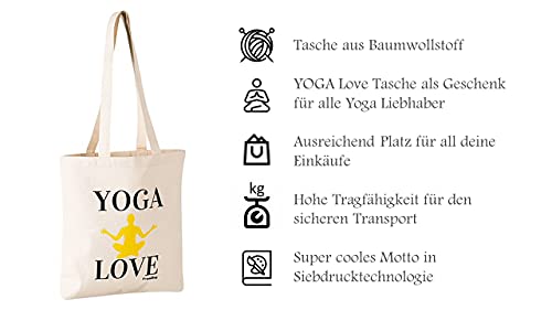 FremiBag Yoga Love - Bolsa de la compra | Bolsa de tela con asa larga para esterilla de yoga | Bolsa de yoga