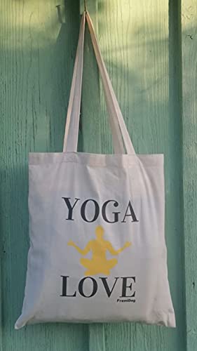 FremiBag Yoga Love - Bolsa de la compra | Bolsa de tela con asa larga para esterilla de yoga | Bolsa de yoga