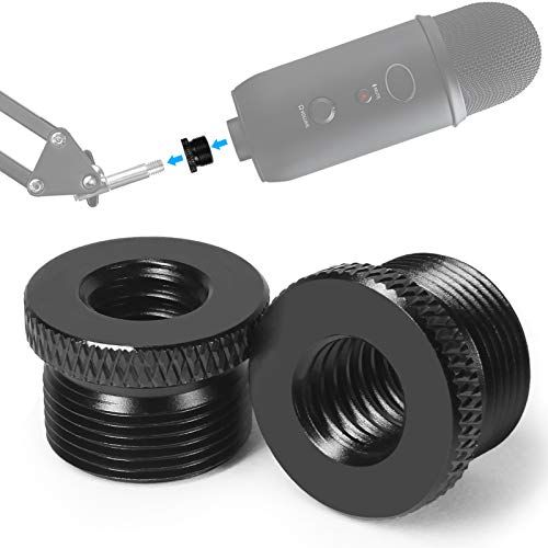 Frgyee - Pack de 2 Adaptadores Roscados de 5/8" Macho a 3/8" Hembra Micro Tornillos para Blue Yeti/Blue Snowball/Blue Yeti X Soporte de Micrófono (negro)