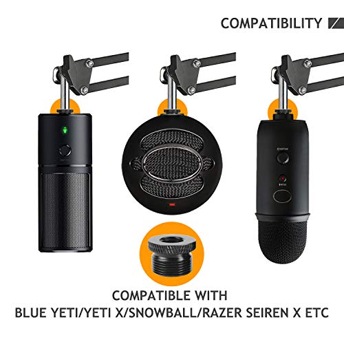 Frgyee - Pack de 2 Adaptadores Roscados de 5/8" Macho a 3/8" Hembra Micro Tornillos para Blue Yeti/Blue Snowball/Blue Yeti X Soporte de Micrófono (negro)