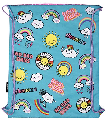 Fringoo Bolsa con Cordón Reversible Lentejuelas Bolso Educación Física Kit para Niñas Natación para Niños Mochila Grande Gimnasia Viajes Escuela Resistente al Agua 43x34cm