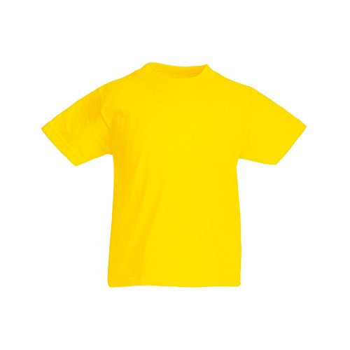 Fruit of the Loom - Camiseta de Manga Corta Original niños (3-4 Años/Amarillo)