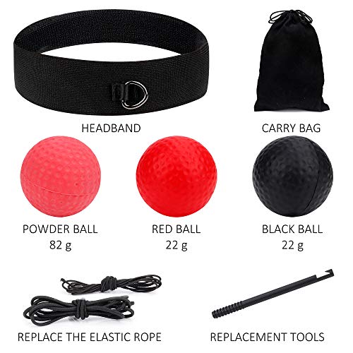 FT-SHOP Pelota de Reflejos Boxeo Bola de Entrenamiento de Boxeo con Diadema Boxing Reflex Ball para Niños Adultos de Reacción Velocidad Coordinación Mano-Ojo 3 Balón