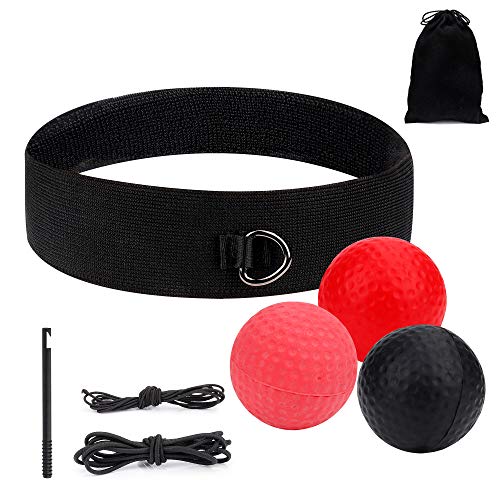 FT-SHOP Pelota de Reflejos Boxeo Bola de Entrenamiento de Boxeo con Diadema Boxing Reflex Ball para Niños Adultos de Reacción Velocidad Coordinación Mano-Ojo 3 Balón